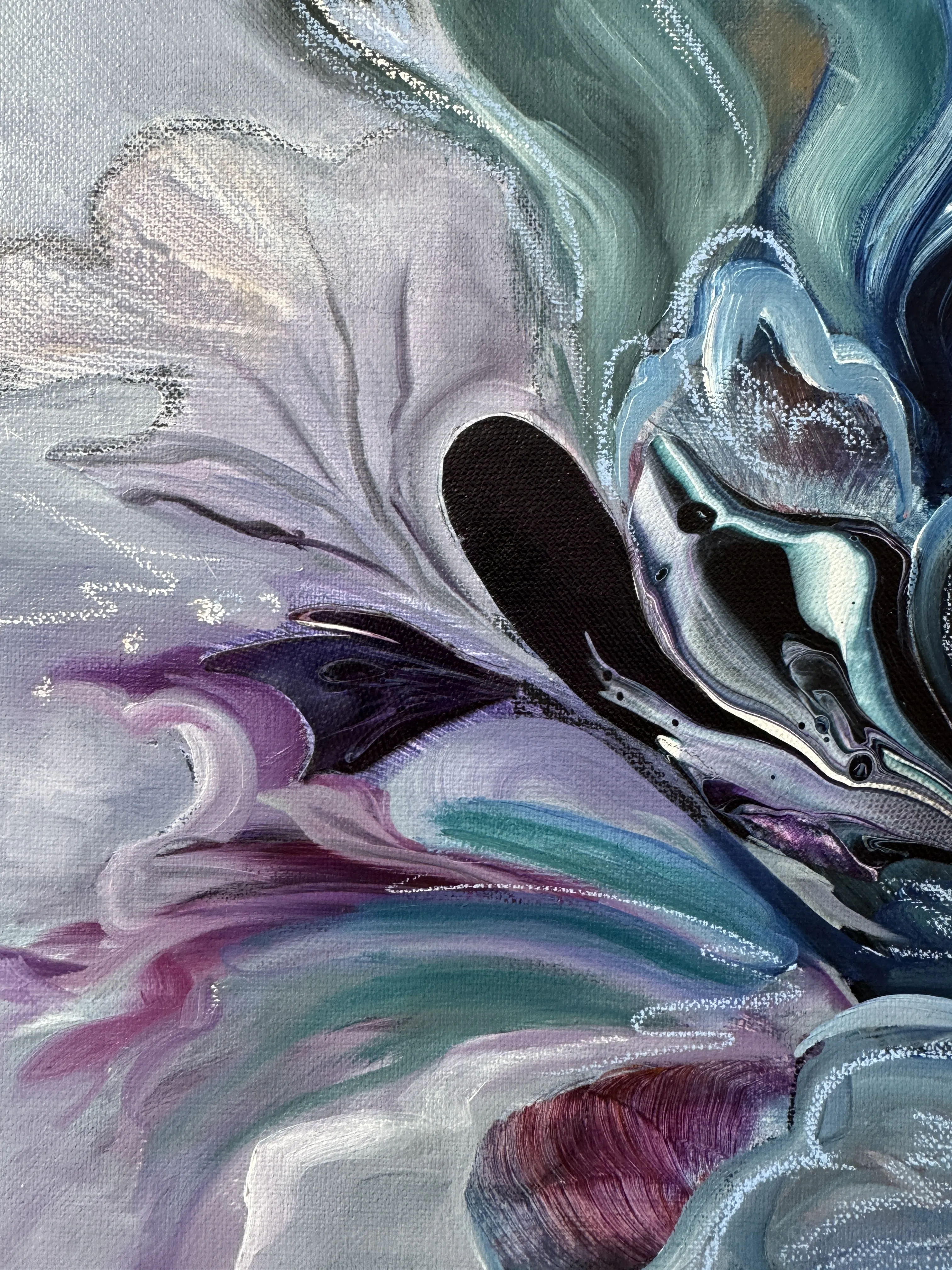 Image of Unseen Bloom IV by Yuliia Poraiko (Palij), size: 60x80 cm, made of Oil, acrylic on canvas, ARTWORKS medium, from Rochester, part of the Unseen Blooms series, priced at $880 Photo 4 of 4.