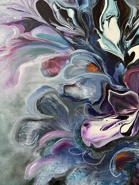 Image of Unseen Bloom IV by Yuliia Poraiko (Palij), size: 60x80 cm, made of Oil, acrylic on canvas, ARTWORKS medium, from Rochester, part of the Unseen Blooms series, priced at $880 Photo 3 of 4.