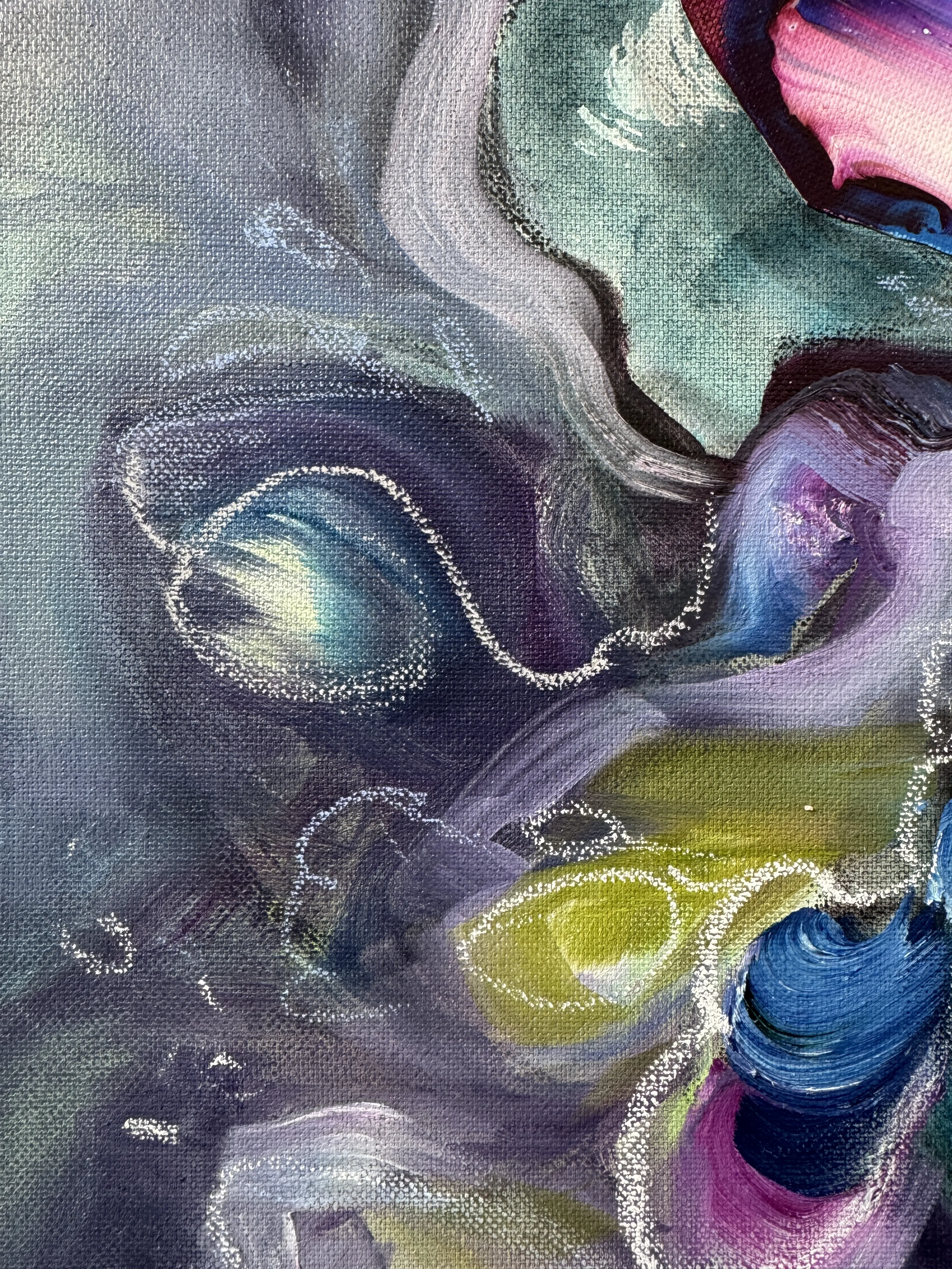 Image of Unseen Bloom II by Yuliia Poraiko (Palij), size: 60x80 cm, made of Oil, acrylic on canvas, ARTWORKS medium, from Rochester, part of the Unseen Blooms series, priced at $880 Photo 2 of 6.