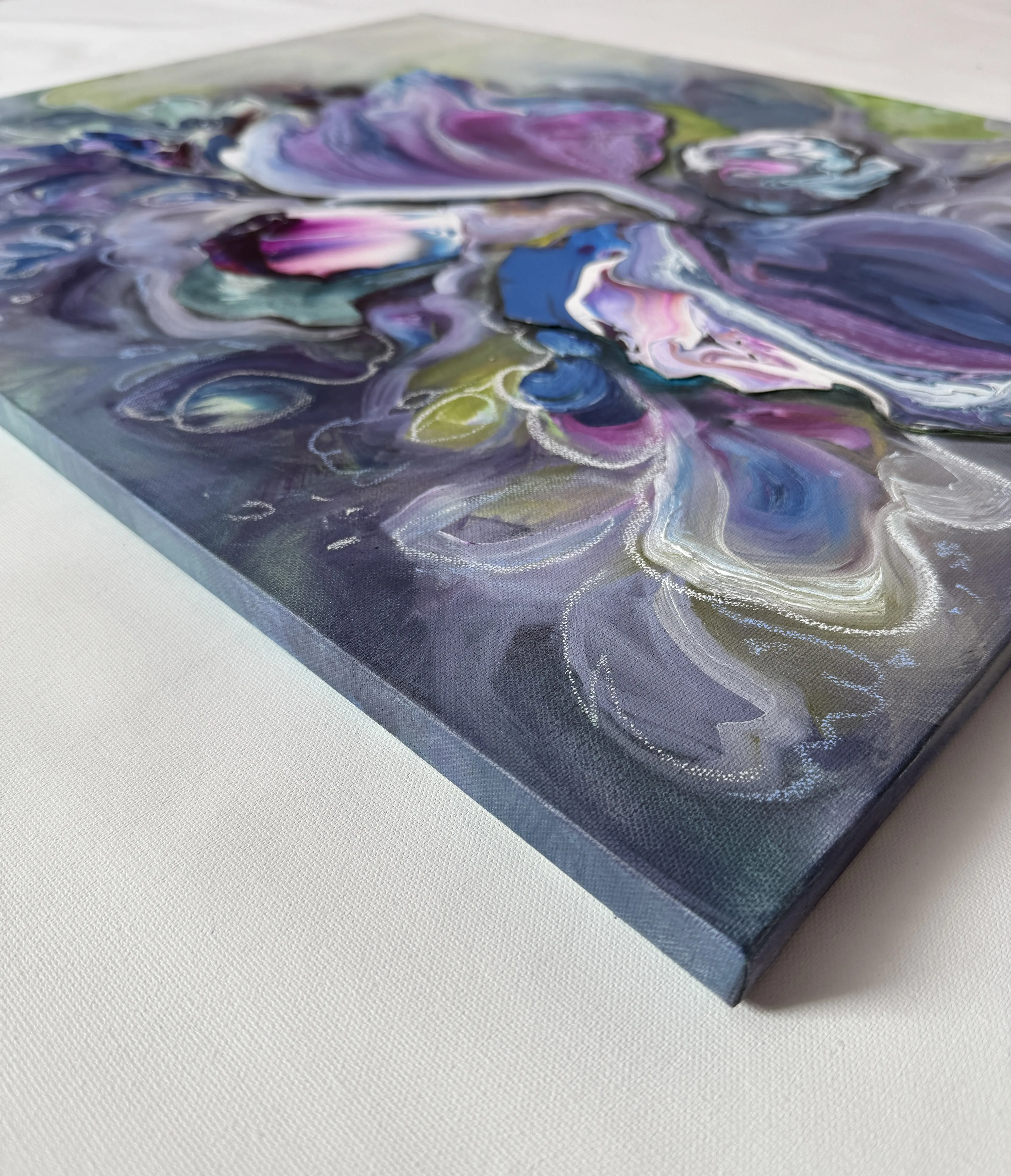 Image of Unseen Bloom II by Yuliia Poraiko (Palij), size: 60x80 cm, made of Oil, acrylic on canvas, ARTWORKS medium, from Rochester, part of the Unseen Blooms series, priced at $880 Photo 6 of 6.