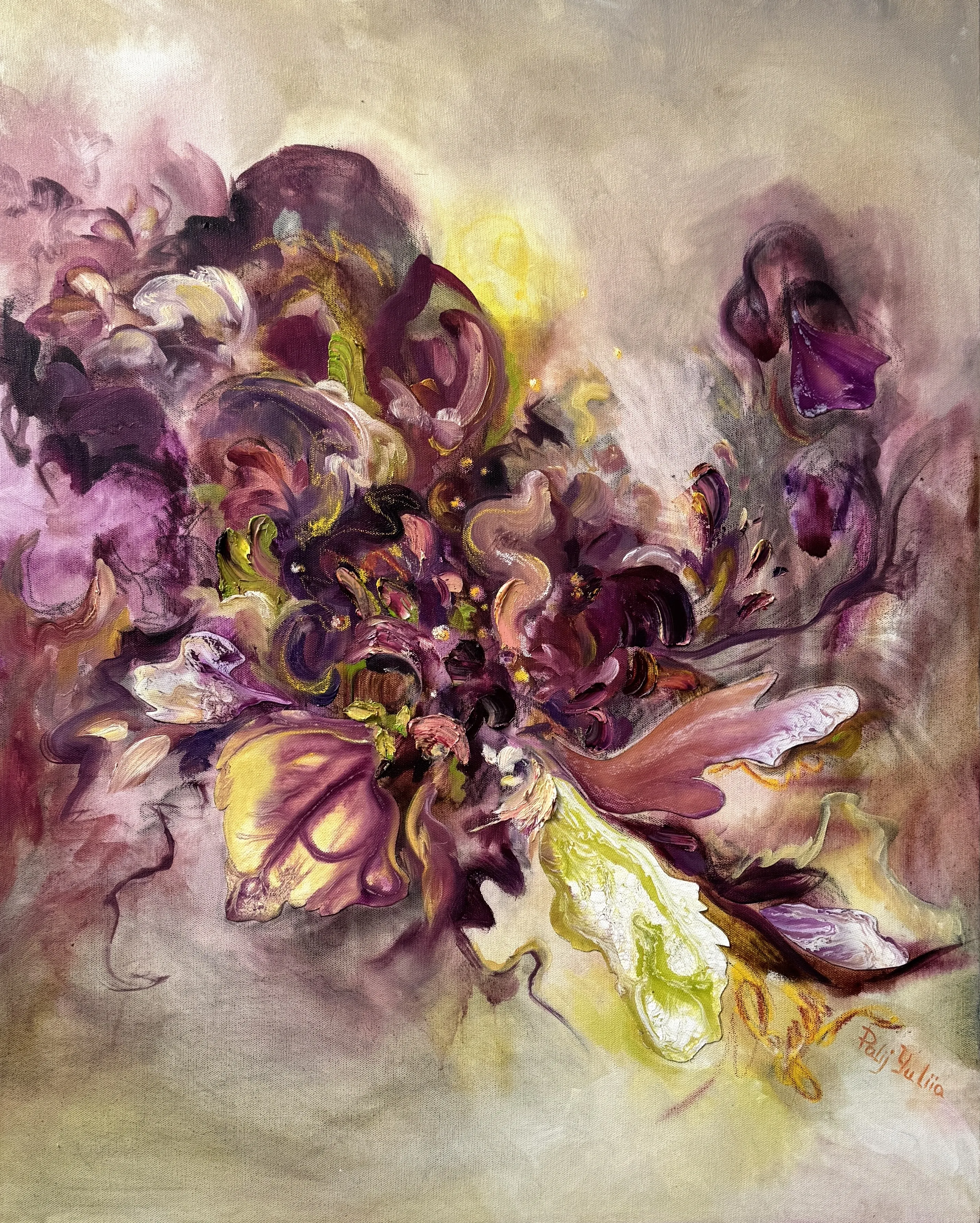 Image of Unseen Bloom V by Yuliia Poraiko (Palij), size: 60x80 cm, made of Oil, acrylic on canvas, ARTWORKS medium, from Rochester, part of the Unseen Blooms series, priced at $880 Photo 1 of 5.
