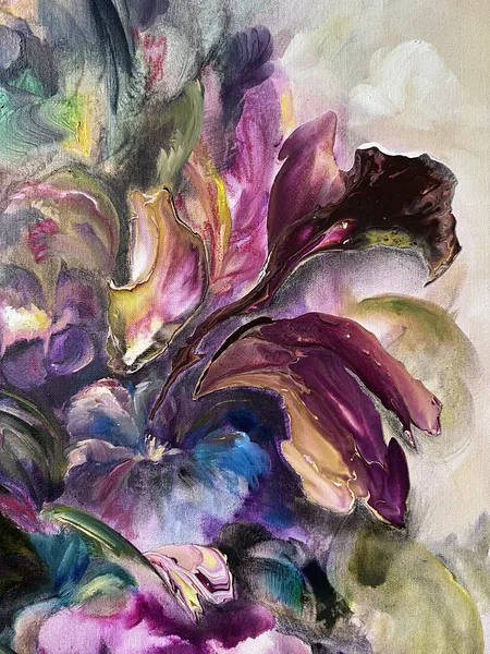 Image of Unseen Bloom III by Yuliia Poraiko (Palij), size: 60x80 cm, made of Oil, acrylic on canvas, ARTWORKS medium, from Rochester, part of the Unseen Blooms series, priced at $880 Photo 3 of 5.