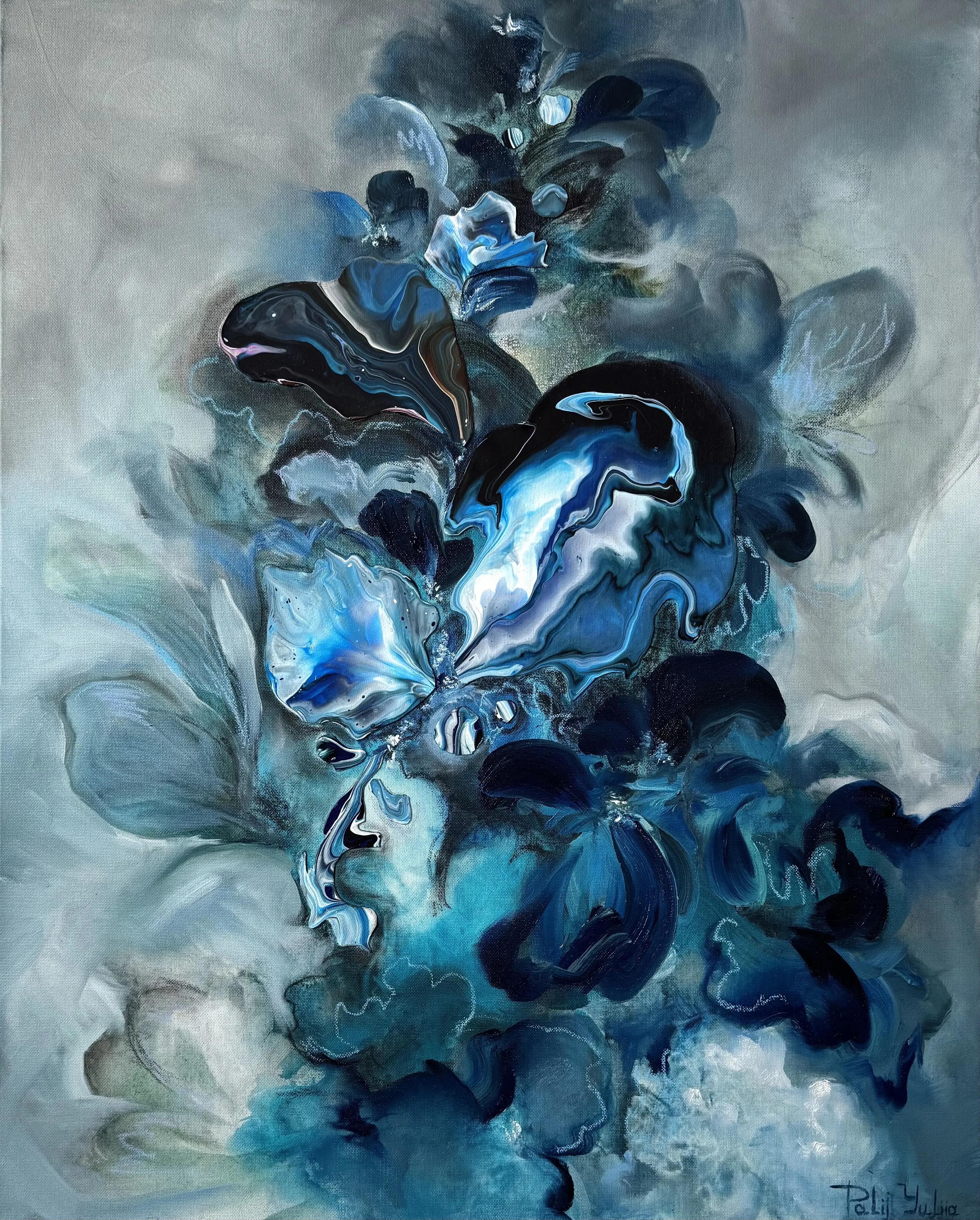 Image of Unseen Bloom I by Yuliia Poraiko (Palij), size: 60x80 cm, made of Oil, acrylic on canvas, ARTWORKS medium, from Rochester, part of the Unseen Blooms series, priced at $880 Photo 1 of 5.