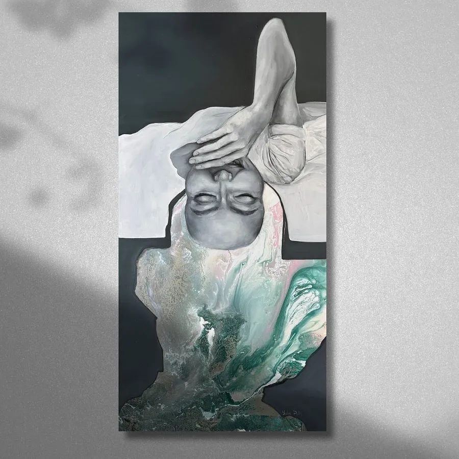 Image of Serenity when you belong to yourself by Yuliia Poraiko (Palij), size: 60 х 125 см, made of Oil, acrylic on plastic panel, ARTWORKS medium, from Rochester, USA, part of the Dedicated to women series, priced at $980